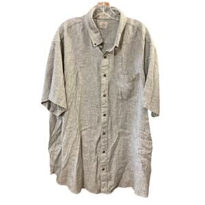 Faherty The Breeze Shirt Mens Sz 2XLT Linen Blend Black White Button Down